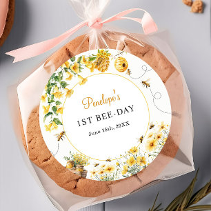 Honingbij Bloem Verjaardag Baby Shower Ronde Sticker