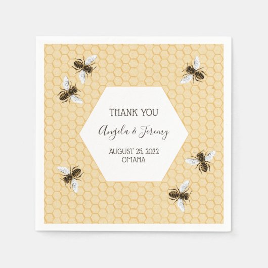  Honingbij Bruiloft Servet (Voorkant)