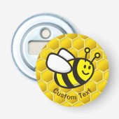 Honingbij Cartoon Button Flesopener (Voorkant)