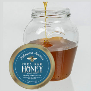  Honingbij Classy Blauwgroen Pure Raw Honey Ronde Sticker