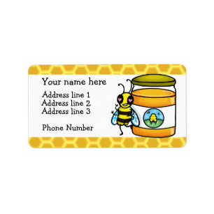 Honingbij en potje adreslabel etiket