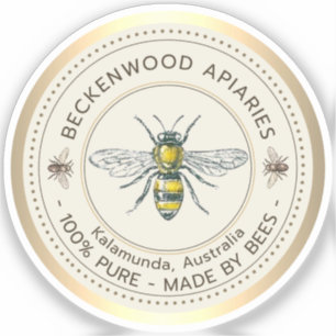 Honingbij Geel Bijenhouder Bijenstal Gouden Rand Sticker