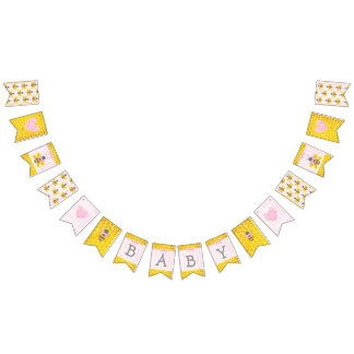 Honingbij hommel honingraat roze meisje Baby showe Vlaggetjes