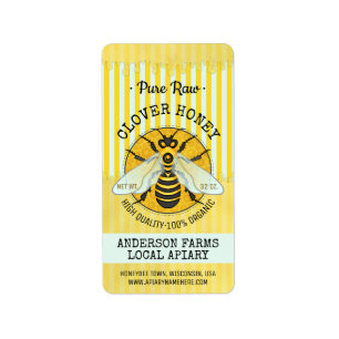 Honingbij Honey Jar Apiary Bee Labels Gestreept