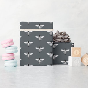 Honingbij Honing Bij Patroon Imkerij Off-black Cadeaupapier