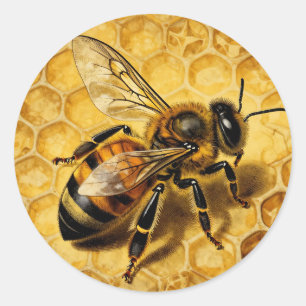 Honingbij Honingraat Goud Natuurlijk Ronde Sticker