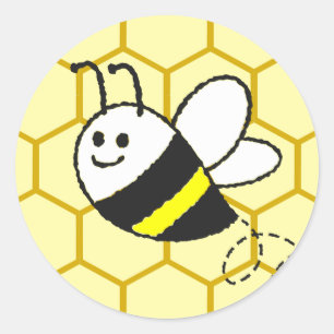 Honingbij Honingraat Tekening Ronde Sticker