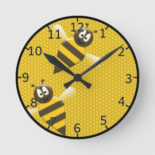 Honingbij in Honeycomb Ronde Klok