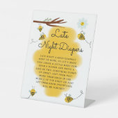 Honingbij Late Night Luiers Baby Shower Tafel Reclamebord Met Voetstuk (Voorkant)