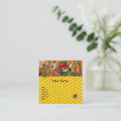 HONINGBIJ LENTE BLOEMEN, AARDBEIEN BEEKEPER VIERKANTE VISITEKAARTJE (Staand voorkant)