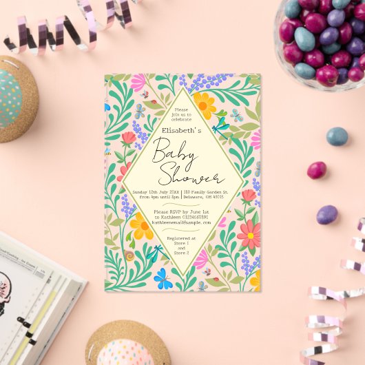 Honingbij, lieveheersbeestje, vlinder, libel & blo acryl uitnodigingen (Insitu (Viering))