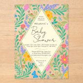 Honingbij, lieveheersbeestje, vlinder, libel & blo acryl uitnodigingen (Voorkant)