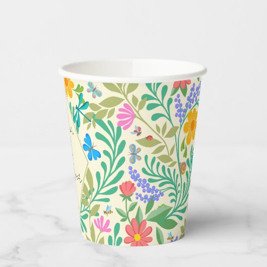 Honingbij, Lieveheersbeestje, Vlinder, Libel & Blo Papieren Bekers (Links)