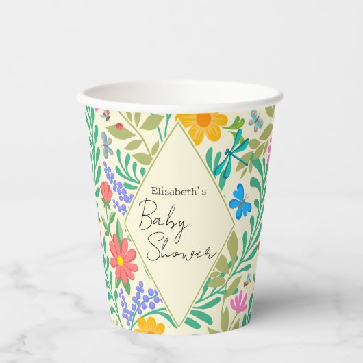 Honingbij, Lieveheersbeestje, Vlinder, Libel & Blo Papieren Bekers (Voorkant)