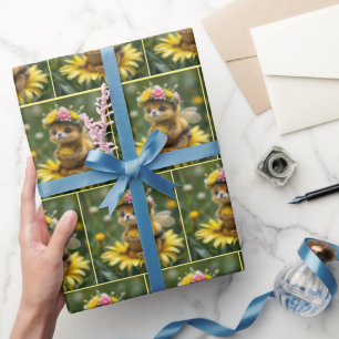 Honingbij met een mand van stuifmeel cadeaupapier