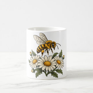 Honingbij met Madeliefjes en Botanische Bladeren Koffiemok