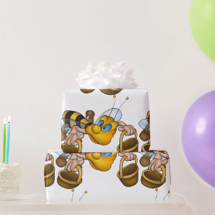 Honingbij met Mandjes Pret Busy Bij Illustratie Cadeaupapier