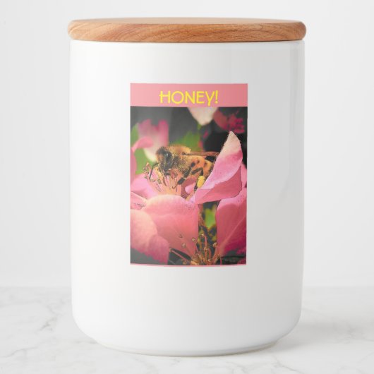 Honingbij op Crabapple bloesem Voedselcontainer Etiket (Voorkant)