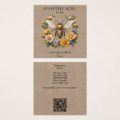 Honingbij op Kraft Paper w QR code Visitekaartjes (Voorkant /achterkant)