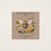 Honingbij op Kraft Paper w QR code Visitekaartjes (Voorkant)