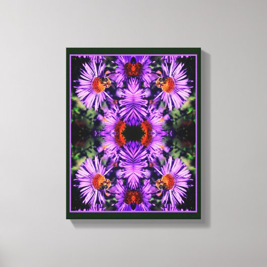 Honingbij op Paarse asterbloem Abstract Canvas Afdruk (Voorkant)