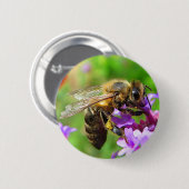 Honingbij op Verbena Ronde Button 5,7 Cm (Voorkant /achterkant)