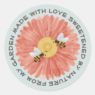 Honingbij Tuin Bloemen Ronde Sticker