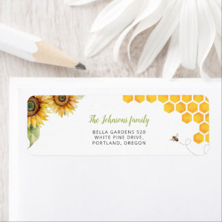 Honingbij Watercolor Baby Shower Retouradres Etiket