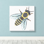 Honingbij (wit) - Canvas Afdruk (Insitu (Houten vloer))