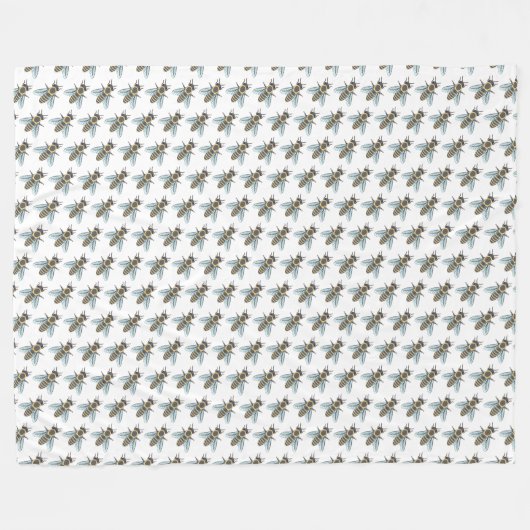 Honingbij (wit) - Fleece Deken (Voorkant (Horizontaal))