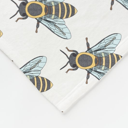 Honingbij (wit) - Fleece Deken (Hoek)