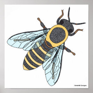 Honingbij (wit) - Poster Print