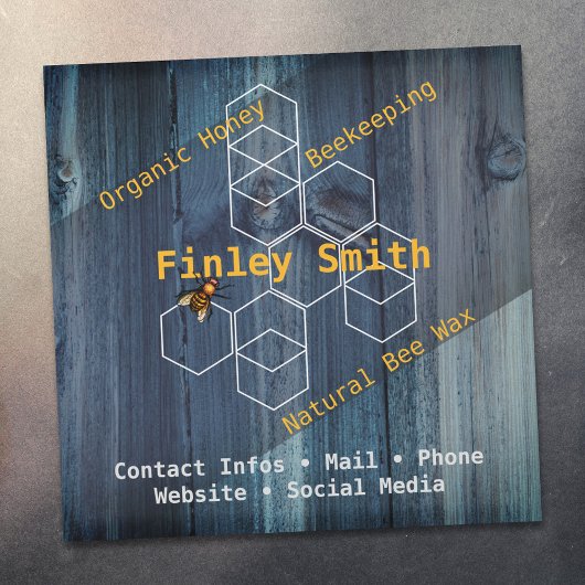 Honingbij zeshoek • Blauwe houtstructuur Aangepast