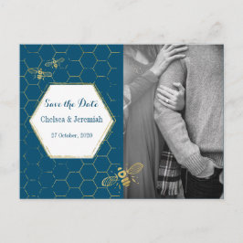 Honingbijen Blauwgroen Gold Foto bespaart het Brie Briefkaart