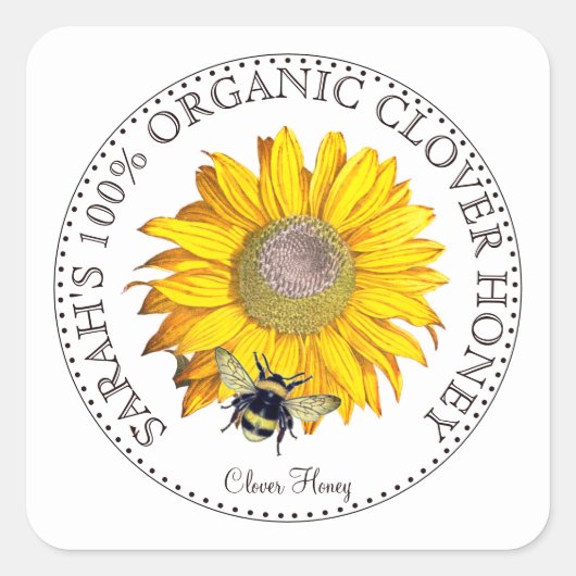 Honingbijen Daisy Honey Jar Label (Voorkant)
