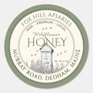 Honingbijen en bijenkorf Wildflower Honing Label G