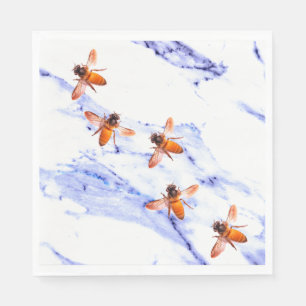 Honingbijen en blauwe marmer servetten