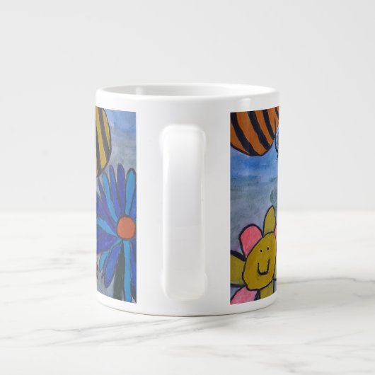 Honingbijen en bloemen Grote Mok (Achterkant)