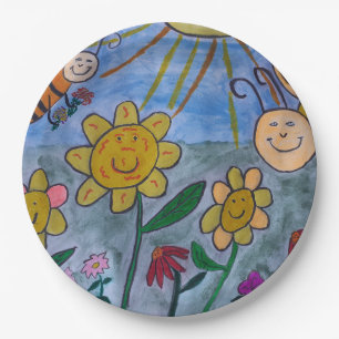 Honingbijen en -bloemen papieren bordje