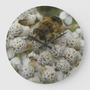 Honingbijen en bloemen wandklok grote klok