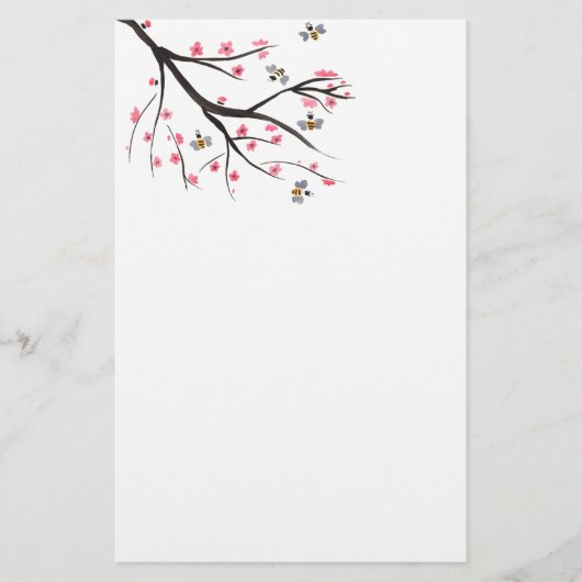 Honingbijen en Cherry Blossom Briefpapier (Voorkant)