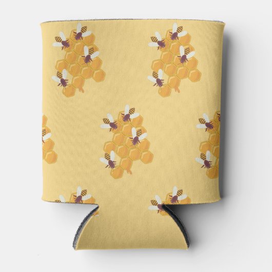 Honingbijen en honingraatontwerp blikjeskoeler (Voorkant)