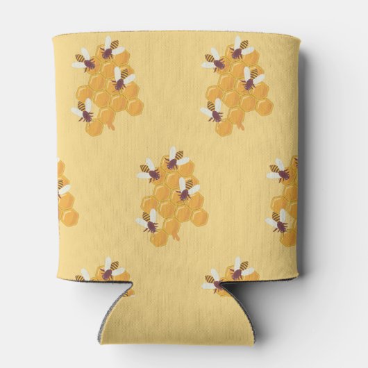 Honingbijen en honingraatontwerp blikjeskoeler (Achterkant)