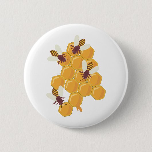Honingbijen en honingraatontwerp ronde button 5,7 cm (Voorkant)
