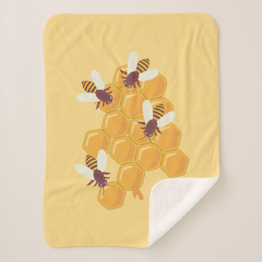 Honingbijen en honingraatontwerp sherpa deken (Voorkant)