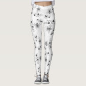 Honingbijen en klaverzwarte en witte Leggings (Voorkant)