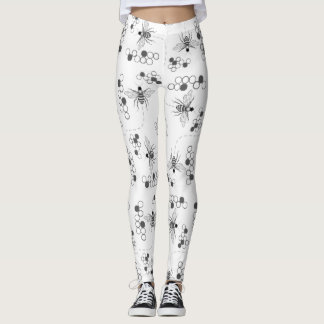 Honingbijen en klaverzwarte en witte Leggings