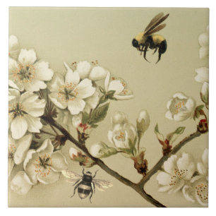 HONINGBIJEN EN WILDE ROZEN MONOGRAM TEGELTJE