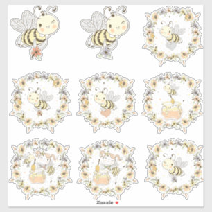 Honingbijen, hommels en Baby in een naadloos patro Sticker