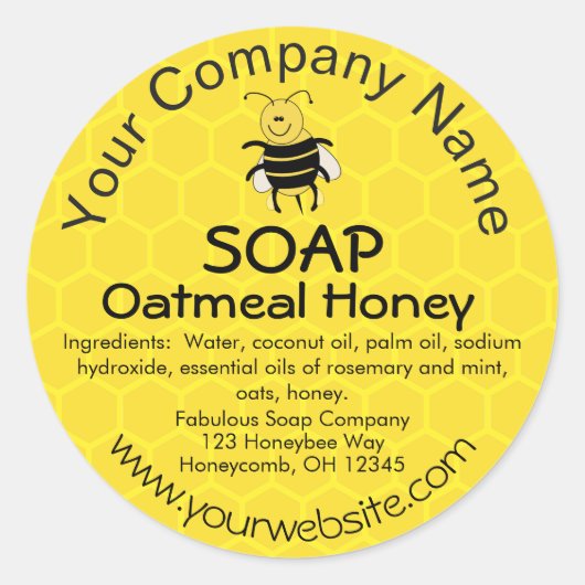Honingbijen Honeycomb Aangepaste zeep Label Sticke (Voorkant)